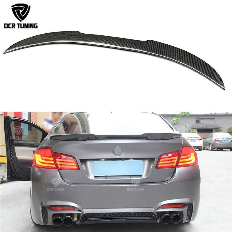F10 Spoiler M4 Style For BMW F10 Carbon Spoiler 2010 - 2016 F10 M5 Spoiler Carbon Fiber Rear Trunk Spoiler Wings car styling