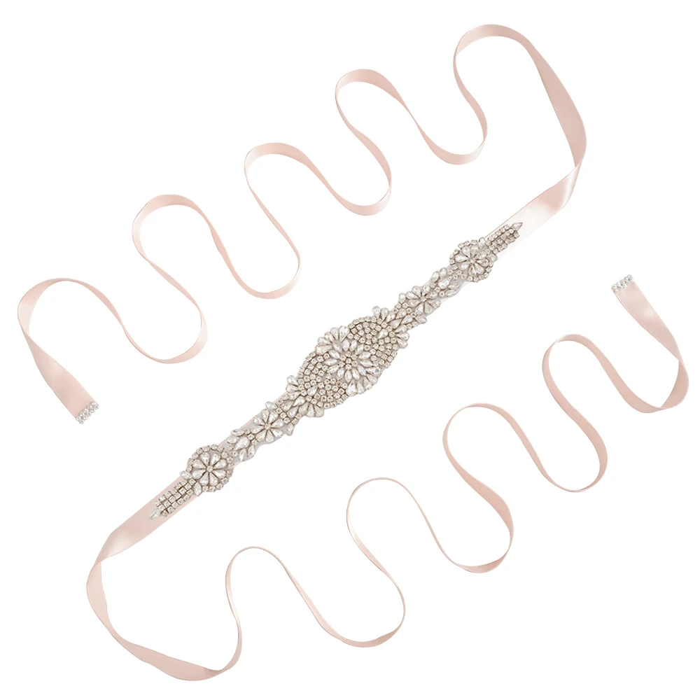 baby pink TRiXY S123 Handmade Rhinestones Wedding Dresses Accessories Wedding Belt Wedding Sash Rhinestones Bridal Belt Bridal Sashes - Цвет: baby pink