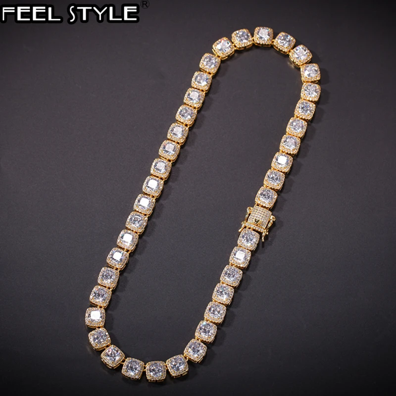 Цепочка с фианитами для мужчин и женщин ожерелье геометрическим квадратным