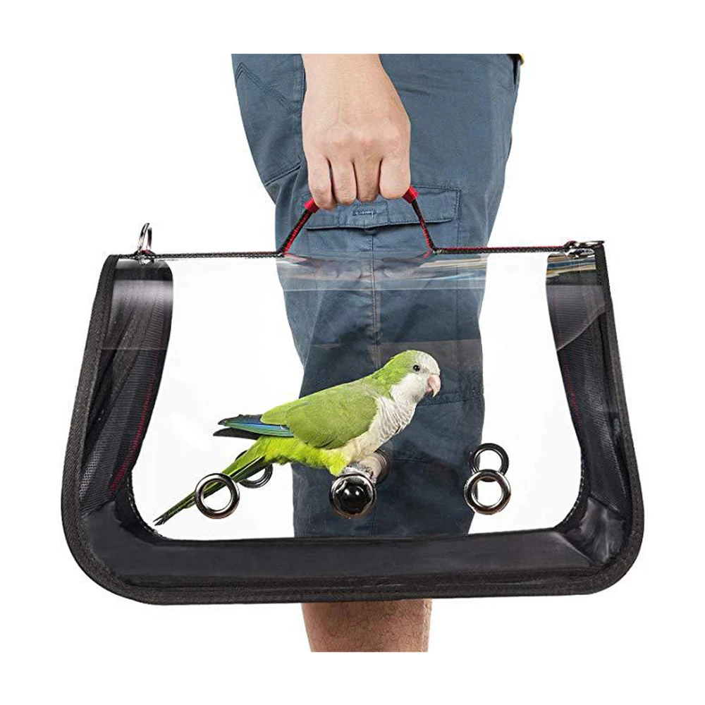 

Portable Bird Cage Macaw Bag with Wooden Standing Stick Foldable Breathable Bird Bag Two-way Ventilation Parrot Cage