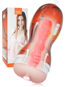 Мужские мастурбаторы для мужчин, Вагина, вакуумная карманная Вагина, вагинатор, упражнения на выносливость, мастурбация, секс-игрушки, вибр...