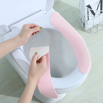 

2pcs Sticky Toilet Mat Travel Hotel Super Soft Reusable Warmer Mat Cover Pad Cushion washroom Toilet Seat Cushion