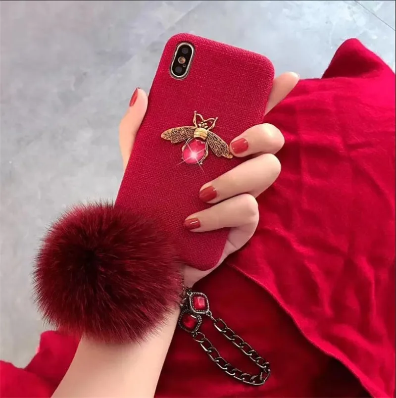 

case for iPhone 11 XR 7 8 11 Pro Max X XS Max Plus 6 6s cover Diamond Bee Gemstone Bracelet