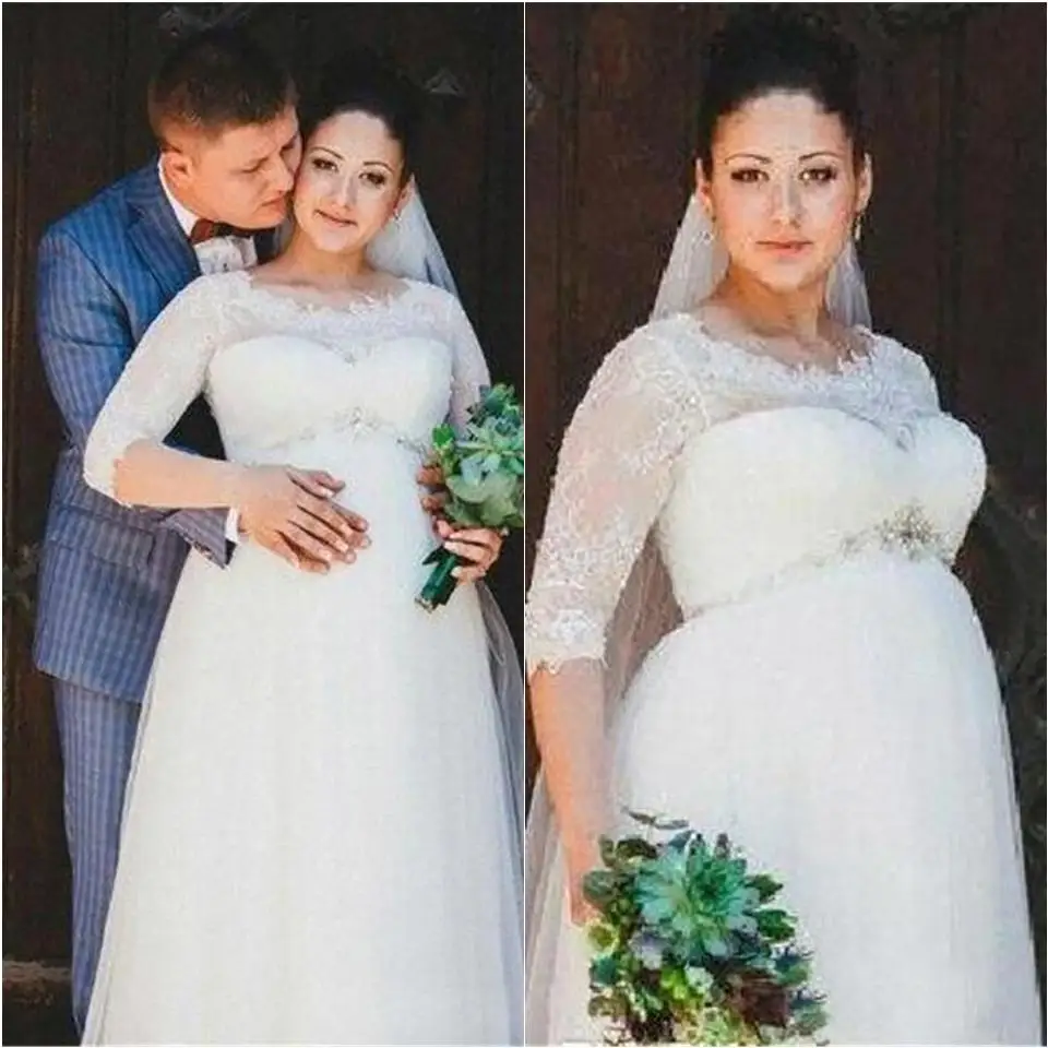 dateret Hende selv zone Ivory plus size maternity wedding dress and a transparent crystal lace wedding  dress for Wednesday maternity skirts, _ - AliExpress Mobile