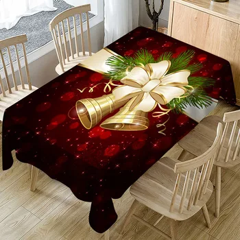 

Christmas Tablecloths 3D Printed Sika Deer Bell Pattern Rectangular Tablecloth Picnic Dustproof Table Cover Bedside Cabinet Mat