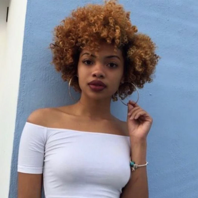 

Afro Kinky Curly Wig Synthetic Short Wigs With Bang For Women African American Short Curly Wigs Orange Ginger Msglamor