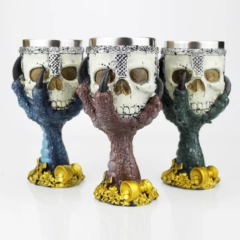 

Bar Drinkware Gothic Wine Goblet with Dragon Claw Decoration Retro Resin&Stainless Steel Wine Goblet Moet Short Wine Glass