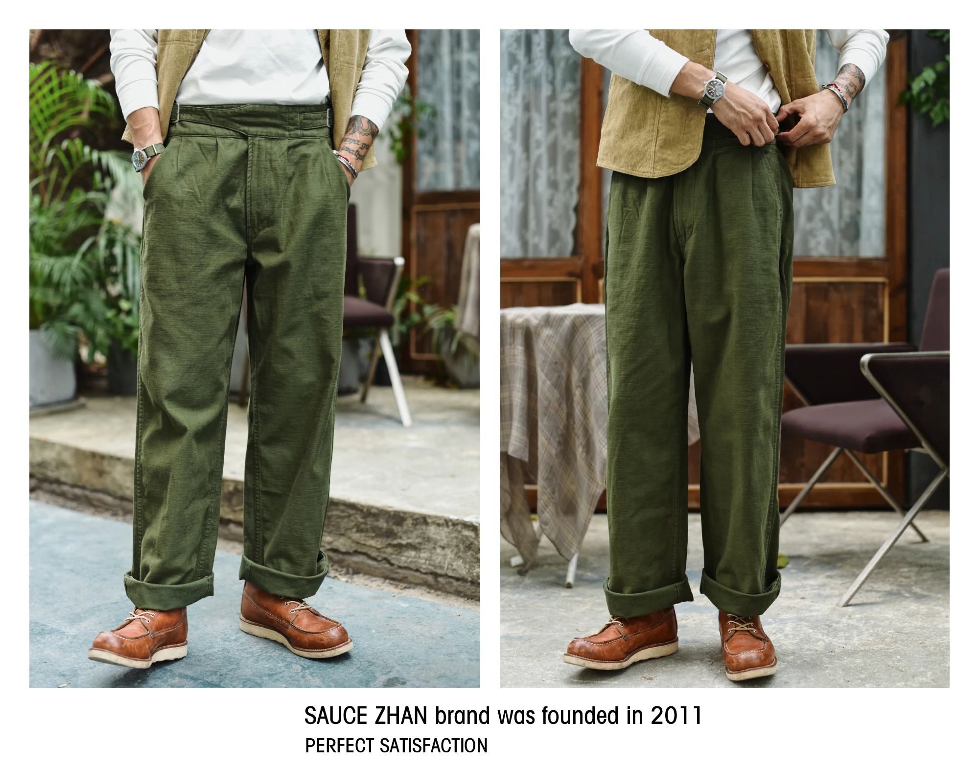 【最終値下げ】sauce zhan OG107 カーゴパンツ オリーブグリーン 最終値下げ】sauce zhan OG107 カーゴパンツ オリーブグリーン