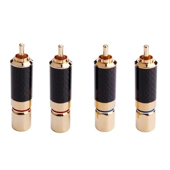 

4 PCS HIFI RCA Plug High Quality Carbon Fiber 24K Gold-Plated RCA Connectors,DIY o Connector