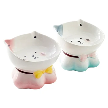

Cat Bowl Creative Overhead Feeder Cat Ceramic Oblique Mouth High Drinking Bowl Pet Supplies Cat Feeder Dog Bowl