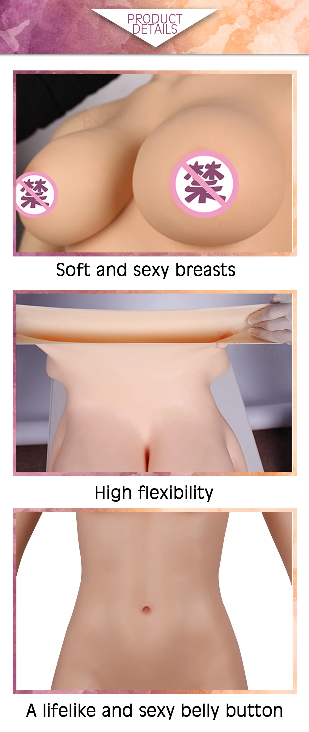 Eyung Crossdresser Silicone Tits Artifical Breast Forms Vagina 5-point Bodysuit No Oil Food Grade Memory Silicone Fake Boobs D Cup (3)