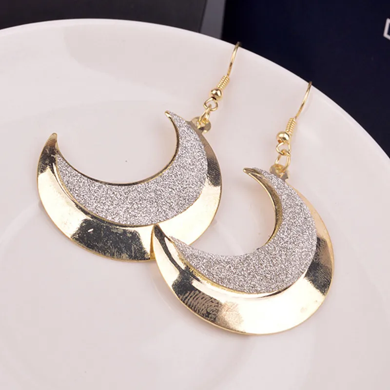 1 Pair Individuality Fashion Matte Alloy Moon Shaped Earrings Multi-colors Simple Style Women Ear Jewelry Crafts Charms | Украшения и