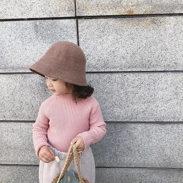 Зимние теплые вязаные свитера с воротником средней длины и длинными рукавами для маленьких девочек, яркие цвета, плотные пуловеры скинни От 1 до 6 лет