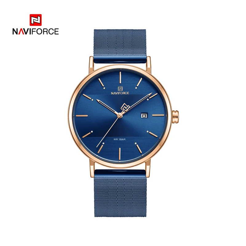 RoseGold Blue NAVIFORCE, Топ бренд, роскошные часы, пара, мужские, кварцевые, простые, для мужчин, женщин, набор, часы, водонепроницаемые, мужские наручные часы, Relogio Masculino - Цвет: RoseGold Blue
