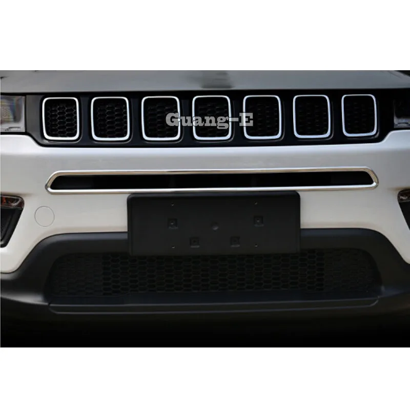 Для Jeep Compass автомобиль ABS хром Лицензия плат гоночные шашки гриль решетка вытяжки Панель рамка накладка на бампер часть 1 шт