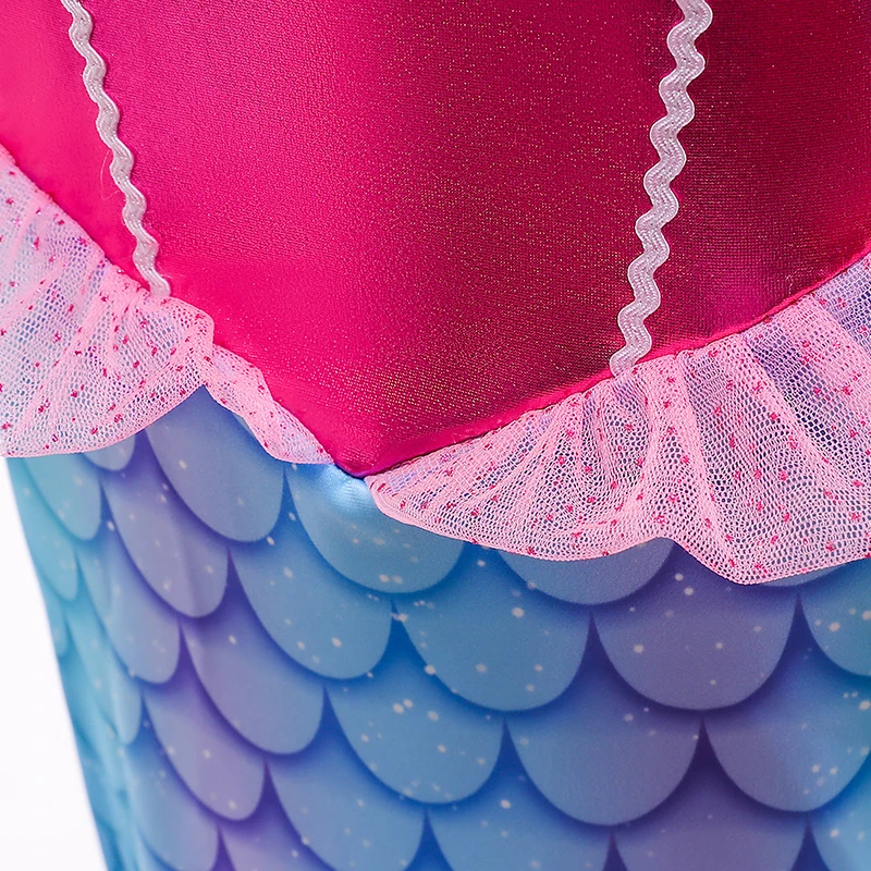 Girl Princess Little Mermaid Dress Kids Halloween Fancy Costume Birthday Party Girl Dress Up Sets Children Clothing With Wig girls dress princess costume kids clothes