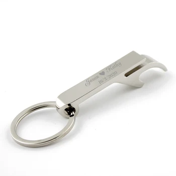 

Personalized Wedding Gift For Guest Custom Name Engraved Metal Silver Keychain Bottle Opener Birthday Party Favor Souvenir 25pcs
