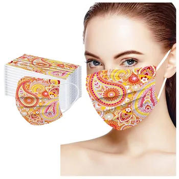 

100pcs Vintage Flower Adult Disposable Masks 3 Layers Gasket Face Mask Breathable Non-woven Fabric Mouth Cover Masques Jetables