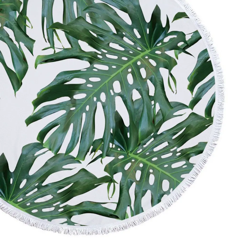 ChzzHare Brand Round Beach Rug Green Leaf Throw Blanket Colorful Tapestry Circle Rugs Meditation Casual Beach Rug