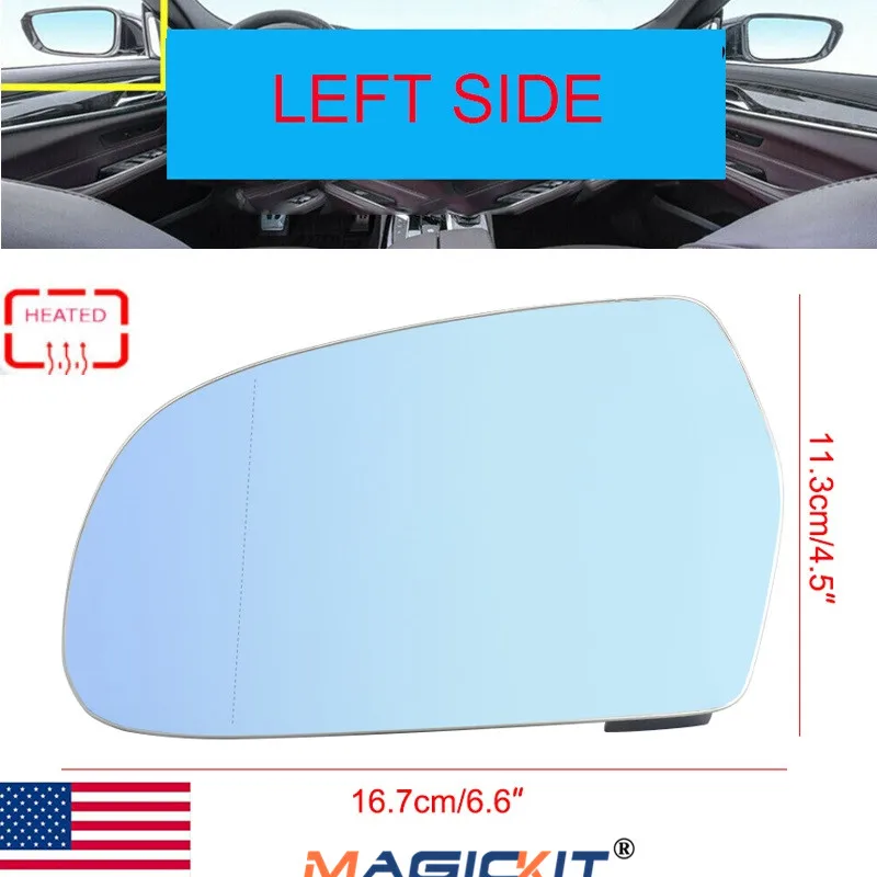 Дверное зеркало MagicKit с синим стеклом и подогревом левая сторона 8K0857535F подходит