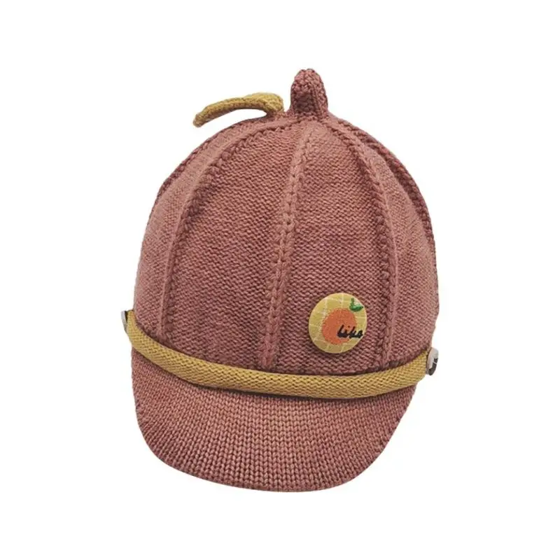 Light Brown Зимняя теплая вязаная шапка в Корейском стиле для новорожденных, шапка с фруктами для малышей - Цвет: Light Brown