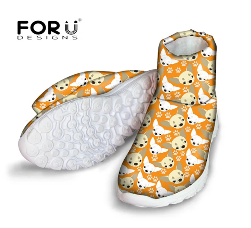 FORUDESIGNS/кавайные женские ботинки с принтом животных, чихуахуа; повседневные зимние теплые женские ботильоны; водонепроницаемые непромокаемые ботинки