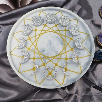 

Large Moon Phase Round Tray Resin Mold Crescent Half Full Moon Silicone Molds