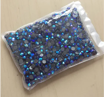 

Blue AB ss20 DMC rhinestones hot fix crystal flat back stone round shape iron on clothes rhinestone transfer