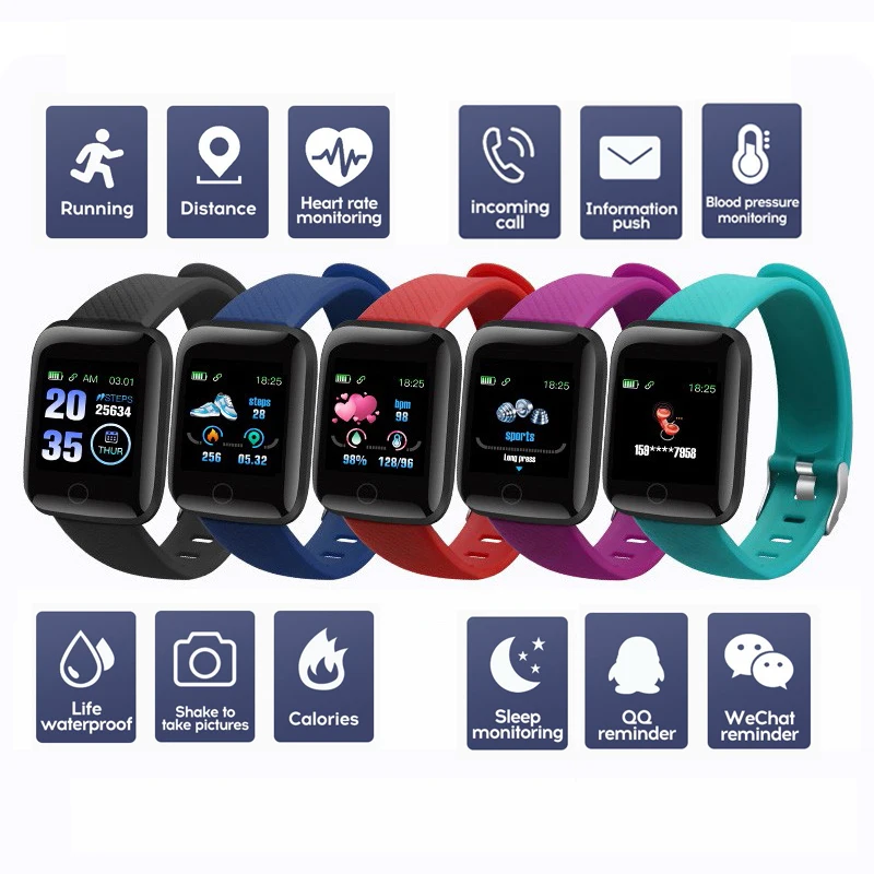 

116 Plus Smart Watch Men Women Heart Rate Fitness Smart Band Waterproof Sports SmartWatch Call Message Reminder Smart Wristband