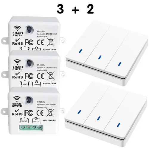 Wireless Smart Switch Light 433Mhz RF 86 Wall Panel Switch with Remote Control Mini Relay Receiver 220V Home Led Light Lamp Fan - Image 15