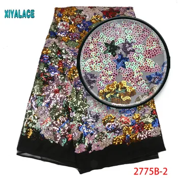

African Sequence Fabrics Multi Colored Lace Fabric French Lace for Party Fashionable Dress
