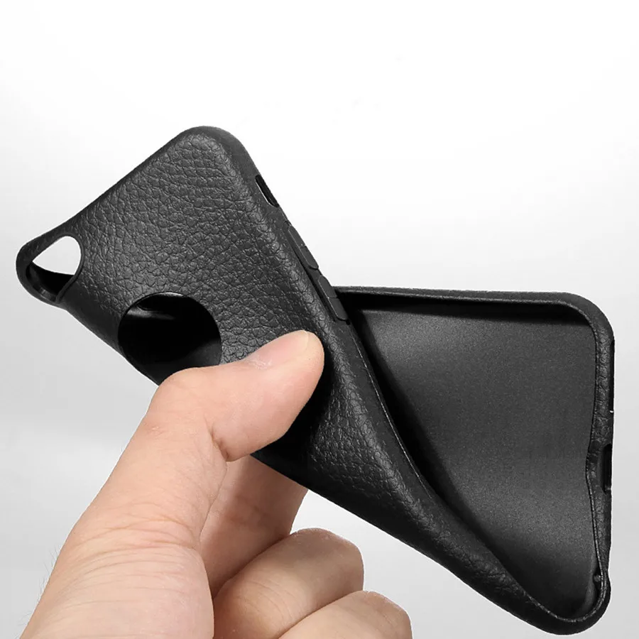 100Pcs/Lot Silm Litchi Leather Soft TPU Case For