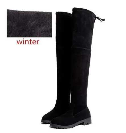black plush NAUSK сапоги до бедра; женские зимние сапоги; женские Сапоги выше колена; пикантная модная обувь на плоской подошве; коллекция года; Цвет Черный; botas mujer - Цвет: black plush