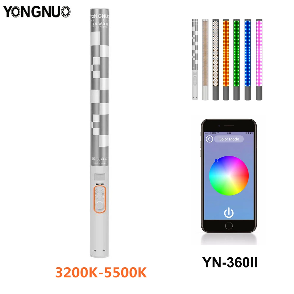  YONGNUO YN360II YN360 II Handheld LED Photography Soft Light 3200K-5500K RGB Adjustable Color Tempe