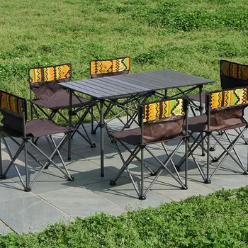 

Outdoor Folding Camping Table Chair Set Aluminium Alloy Picnic Table Ultra-light Durable Folding Table Chair