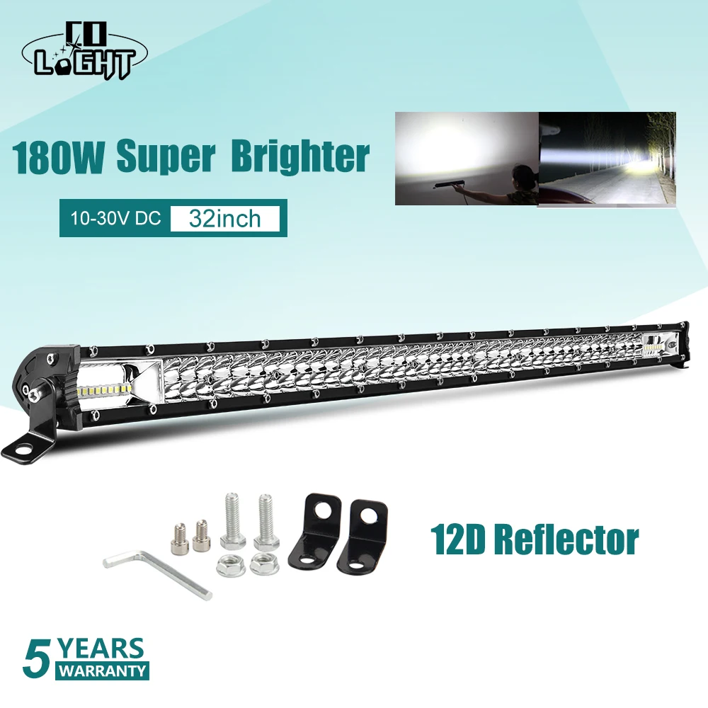 Супертонкий светодиодный рабочий светильник CO LIGHT 60 Вт 180 300 12 В 24 8 дюймов 20 32 дюйма
