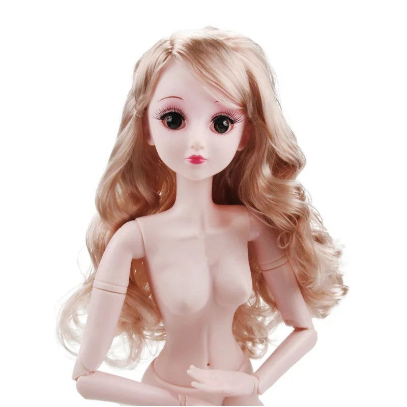 Новинка 60 см 21 подвижные Соединенные BJD куклы волосы 3D голубые глаза ресницы женские голые обнаженные тело девушка куклы игрушка для девочек подарок - Цвет: As picture