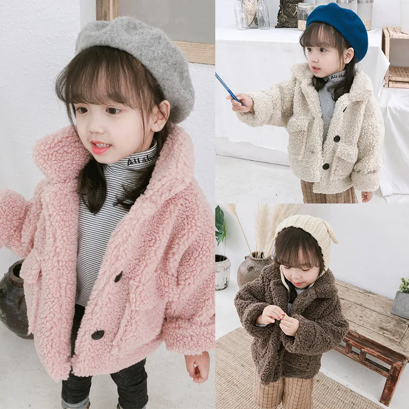 

Children Boys Girls Autumn Winter Coat Fashion Lambswool Cardigan Kids Warm Outwear Little Boys Girs Clothes For 1-2-3-4-5-6Y