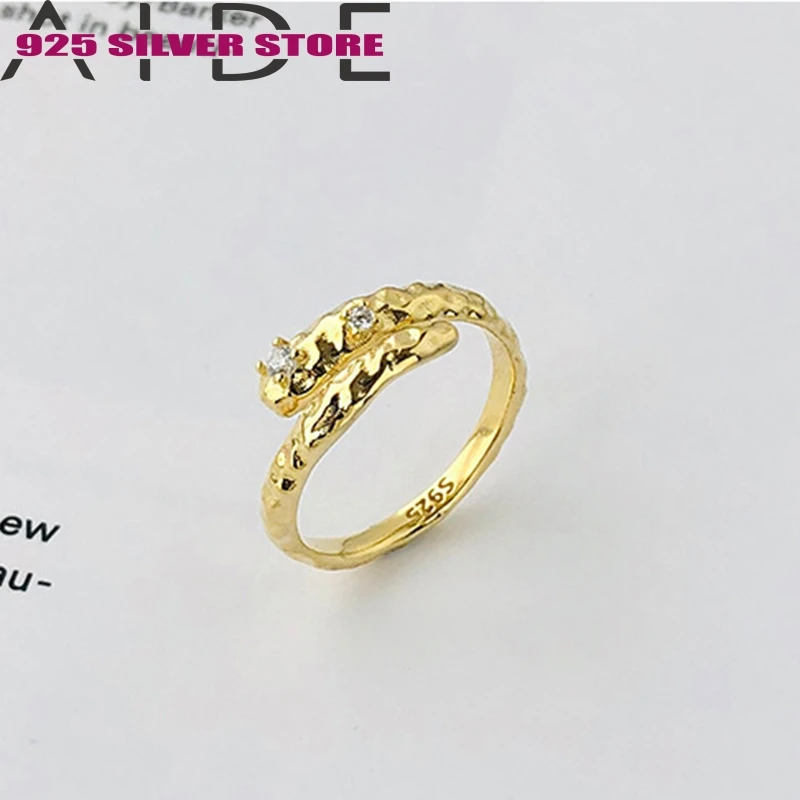 

Aide 925 sterling silver rings European and American style cross-border new snake-shaped diamond ring personalized rings