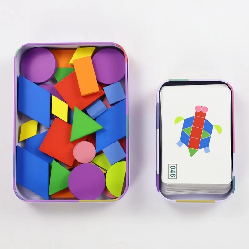 Деревянная настольная игра-головоломка набор красочных форм Головоломка Детские обучающие игрушки Монтессори для детей обучающая развивающая игрушка
