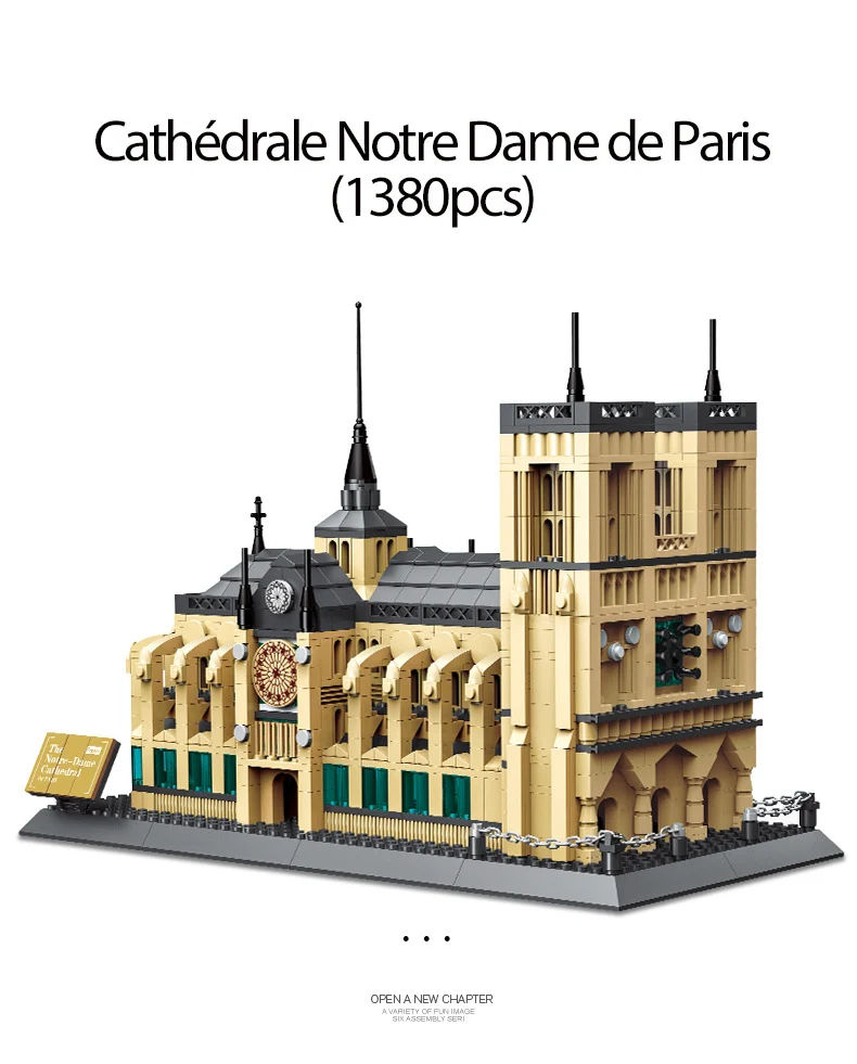 

1380pcs Architecture Notre-Dame De Paris Building Fit Legoing Blocks City Bricks Classic Skyline Model Gifts For Children Kids