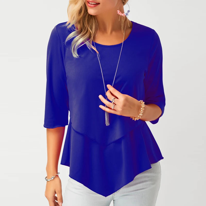 2020 Spring O Neck Half Sleeve Chiffon Blouse Women Plus Size Solid Loose Casual Shirts Elegant Summer Womens Tops and Blouses 2020 Spring O Neck Half Sleeve Chiffon Blouse Women Plus Size Solid Loose Casual Shirts Elegant Summer Womens Tops and Blouses