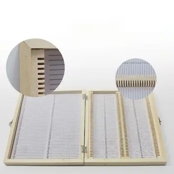 

100-Places Digital Microscope Slides Storage Box Biological Wooden Piece Case D08F