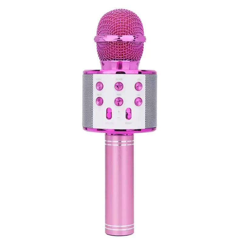 WS-858 Беспроводной Bluetooth конденсаторный микрофон для караоке Динамик плеера KTV музыка розовое золото, розовый, синий