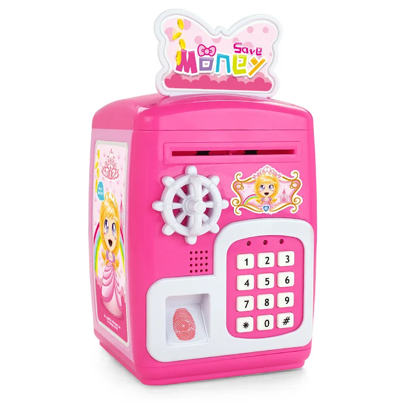 

Children Creative Model ATM Coin Bank Mini Fingerprint Password Safety Box with Light And Music Safe Box Toy
