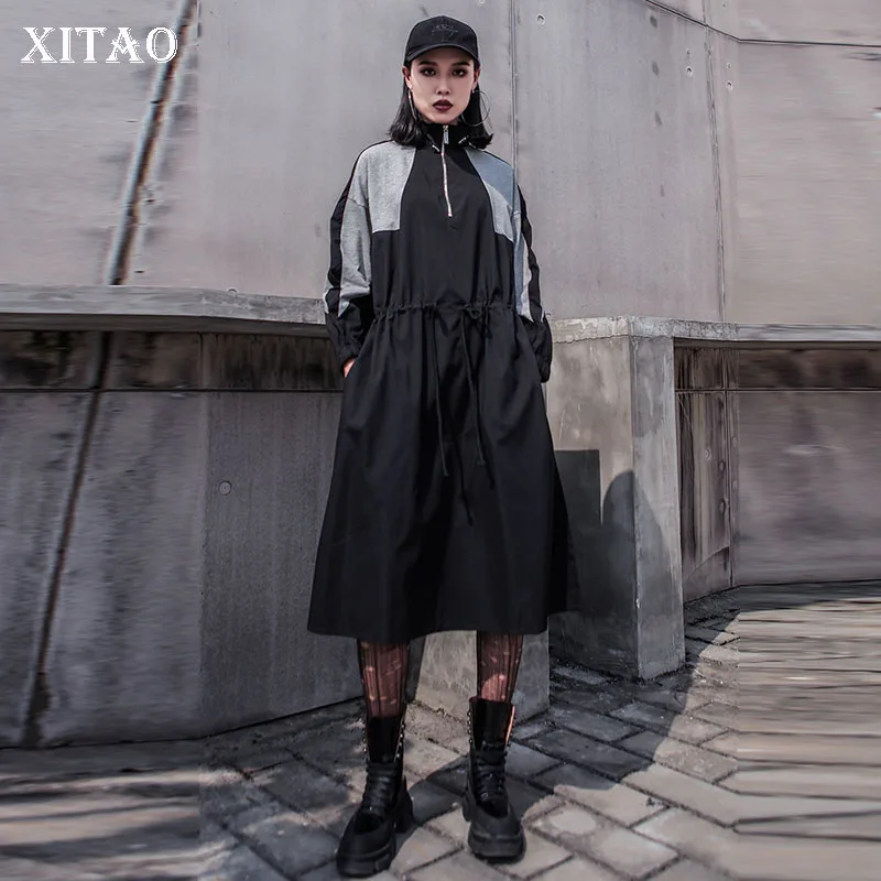 Платье XITAO женское облегающее с высокой талией на завязках в Корейском стиле