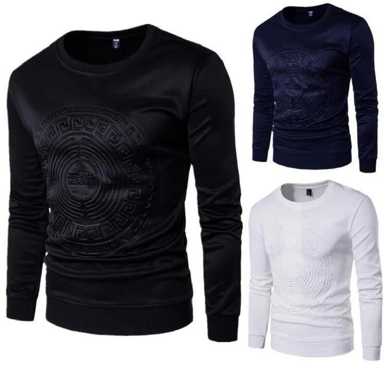 

New Men's Clothing Turtleneck Round Neck Embossed Space Cotton Long-sleeved Shirt Men's Large Size Thin Casual Men's Jacket
