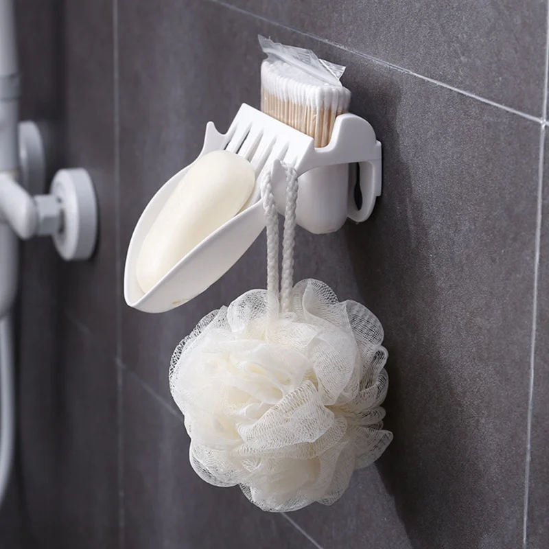 1PCS Wall-mounted Soap Box Household Bathroom Shelf Strong Seamless Stickers Drain Free Punch Soap Shelf