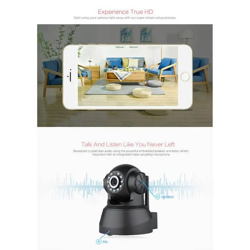 720P HD камера видеонаблюдения wifi видеокамеры 11 инфракрасный светодиодный свет Встроенные колонки с микрофоном Поддержка сигнализации дистанционное воспроизведение видео