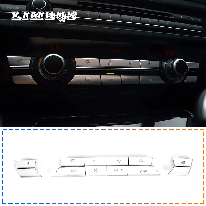 Silver air conditioning buttons for f10 f11 f02 f06 f07 console panel heater control wind volume buttons cap cover replacement